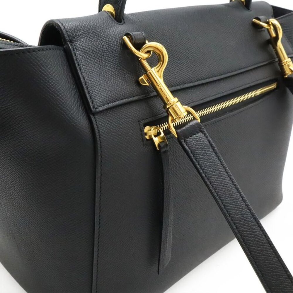 Celine Belt Bag Mini Tote 2-Way Shoulder Bag Grained Calfskin Black - Picture 7 of 8